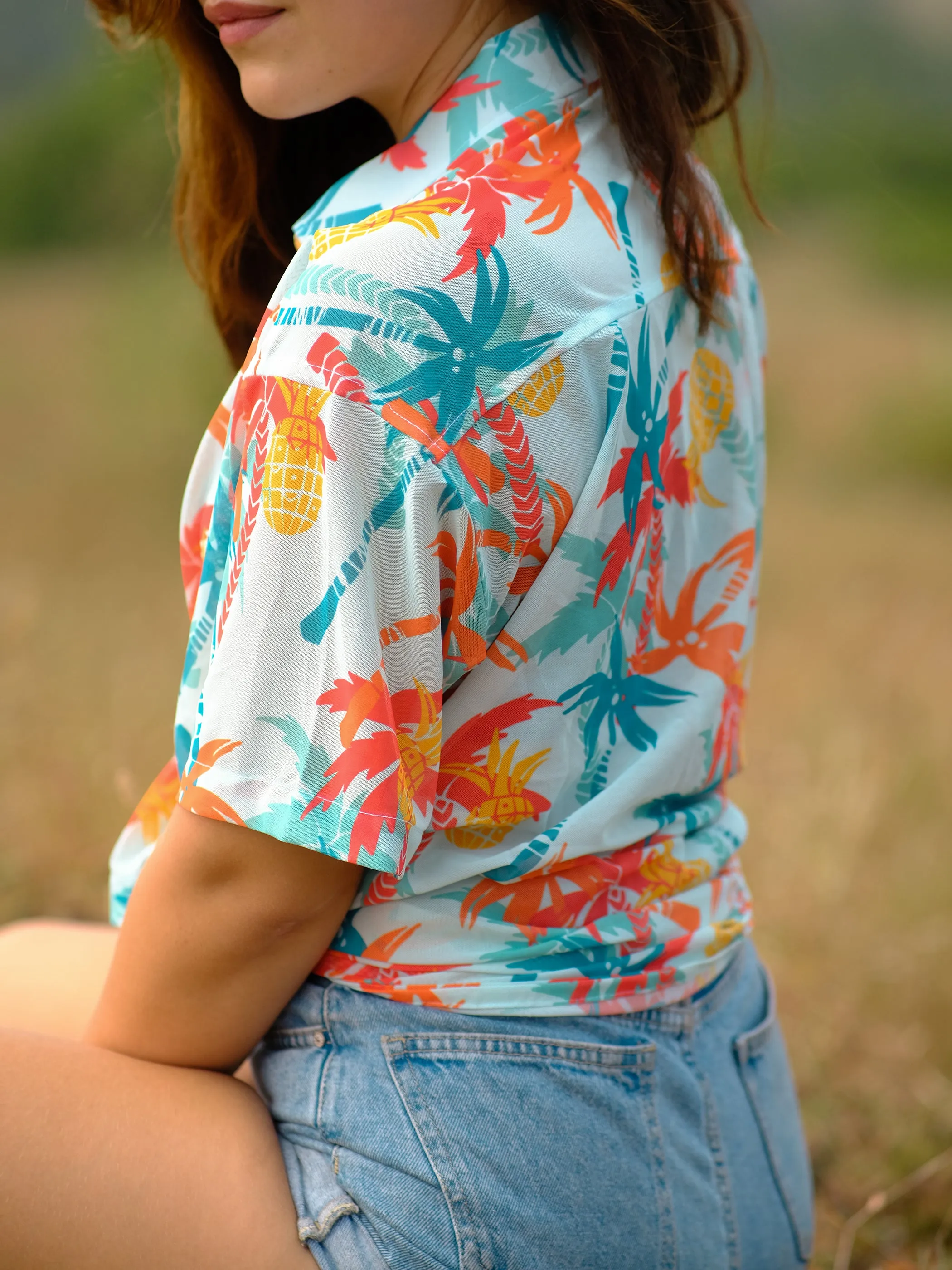 Women's Tropical Oversize Printed Travel Shirt