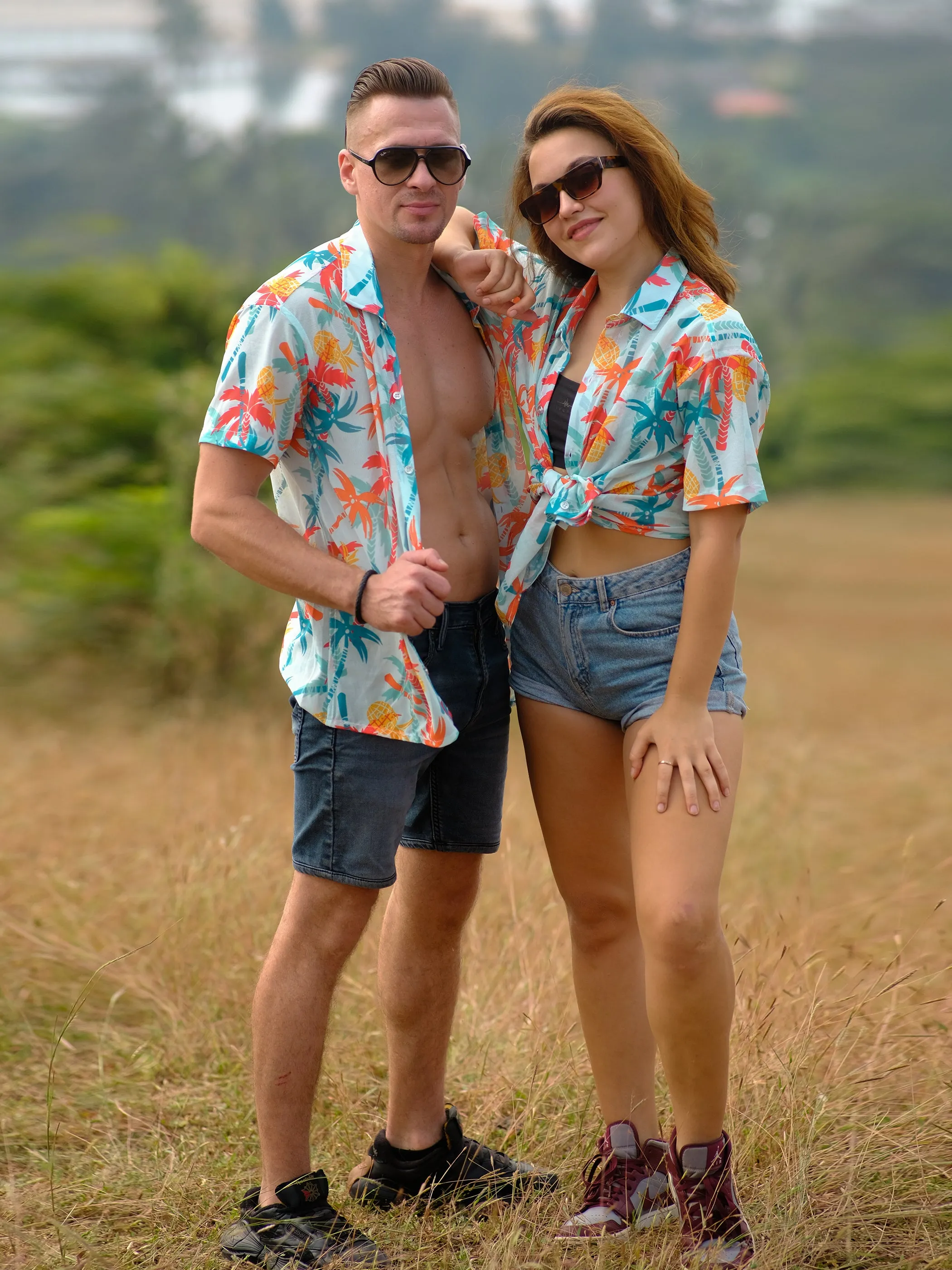 Women's Tropical Oversize Printed Travel Shirt