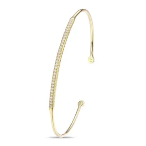 Yellow Gold Single Row Diamonds Bangle
